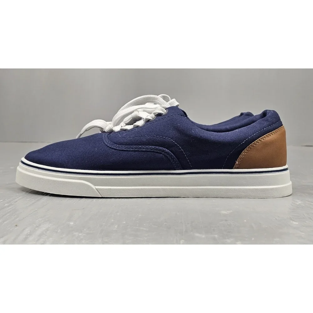 Chaps CHACE Sneakers Mens 10.5 Navy Blue Canvas Lace-Up Casual Preppy‎ Shoes