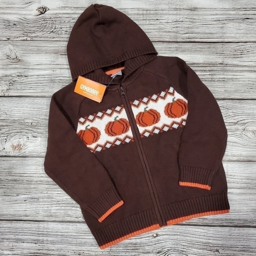 Fall Harvest Pumpkin Zip Up Sweater NWT