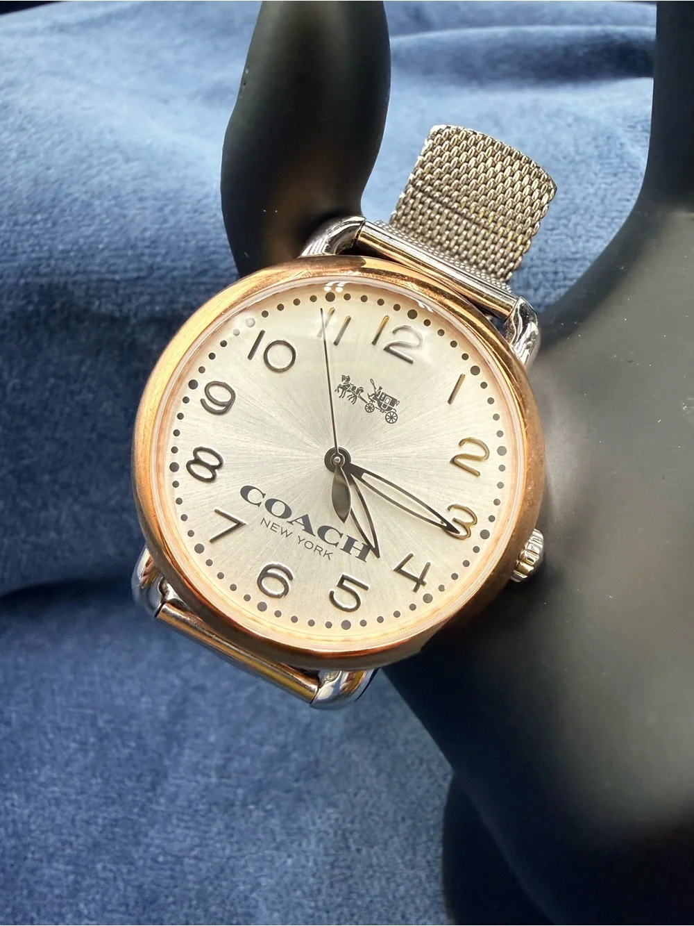 Coach Two-Tone Gold Dial Mesh Band Watch