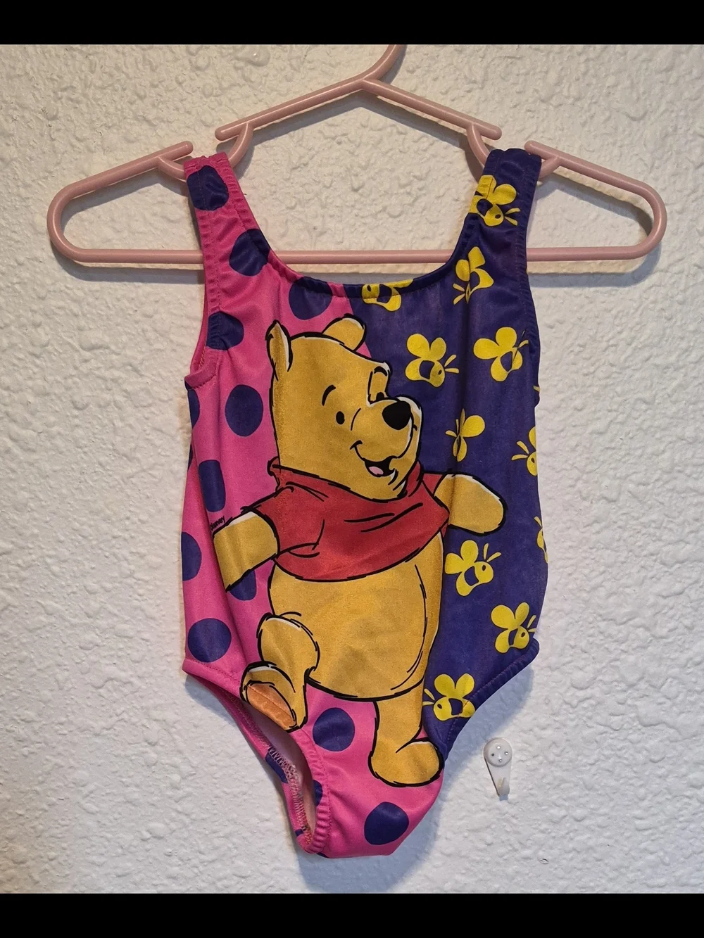 Vintage Winnie the Pooh One-Piece Swimsuit | Pink & Purple | Size 18M