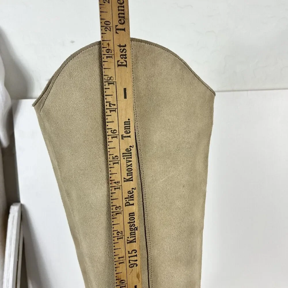Feners Boots Womans 42 Cream Suede Leather Lined Zip Tall Riding Made in Spain