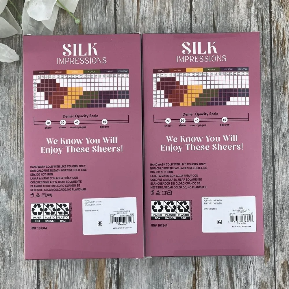 Silk Impressions Shimmer Sheer Pantyhose Stockings 40 Denier Sheer 2, 2-Packs 3X