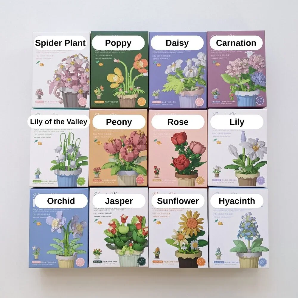 12 Boxes of Micro Building Block Flower Set