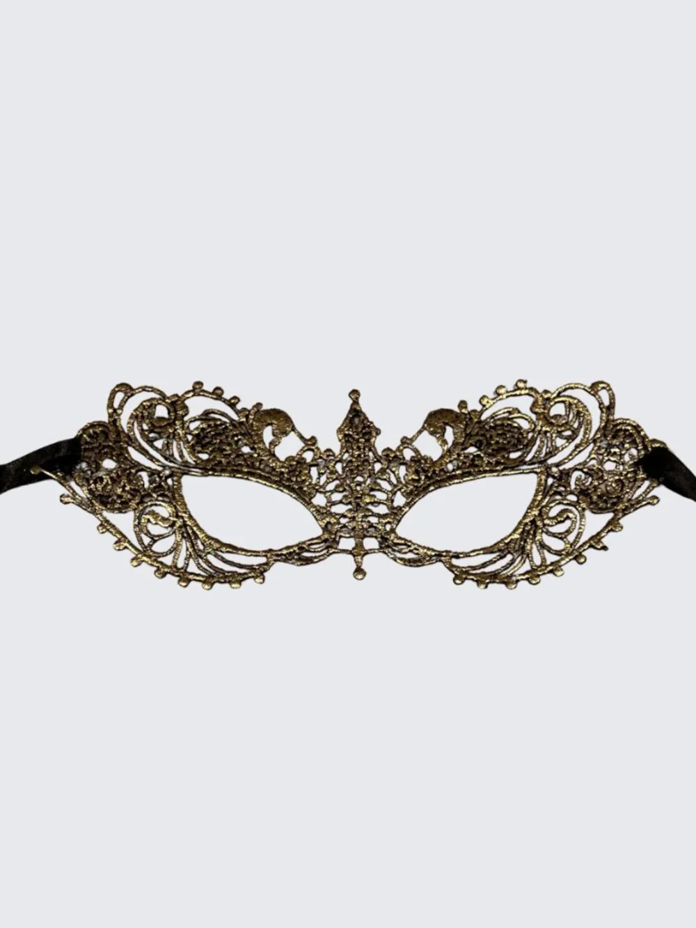 Cindeer 6 Pcs Masquerade Mask Set Black Gold Lace Tie