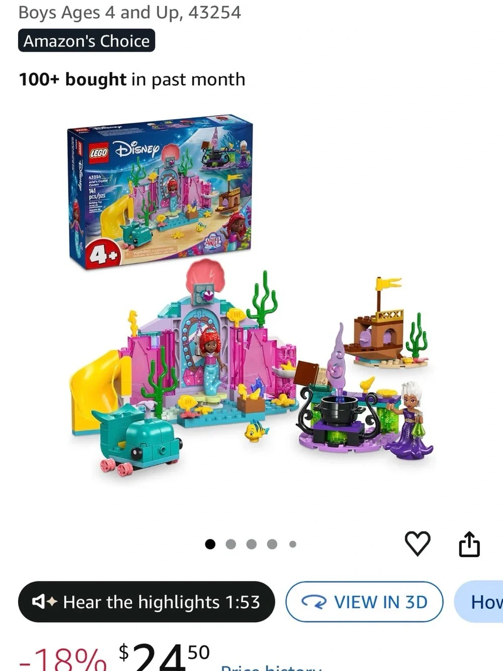 Lego Disney Ariel Underwater Playset in Pink, Teal, Green, Yellow