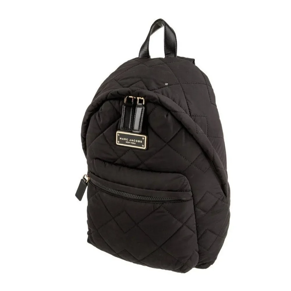 marc jacobs Authentic Solid Black  nylon quilted backpack