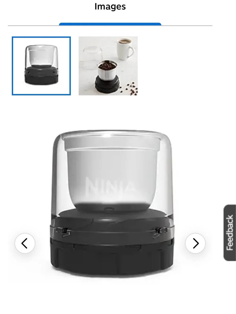 Ninja Coffee Grinder/Cup Accessory in Black and Clear