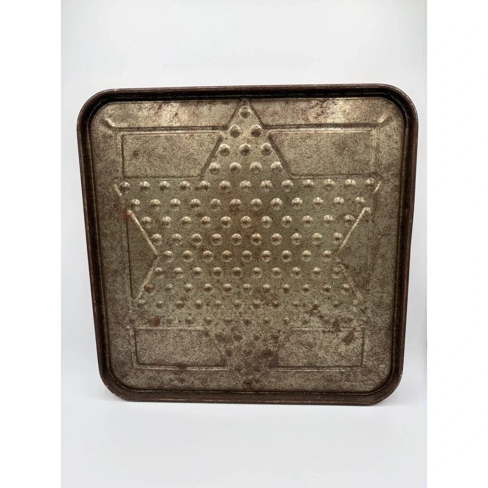 Vintage San Loo Chinese Checkers Tin Metal Game Board Litho Mid Century Decor