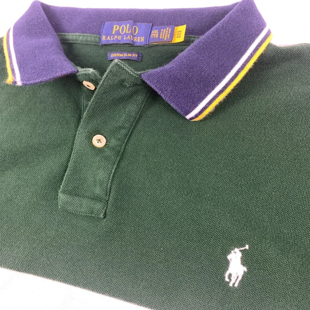 Polo‎ Ralph Lauren S/S Mesh Polo Custom Slim Fit Mens Sz XXL Color Block Navy