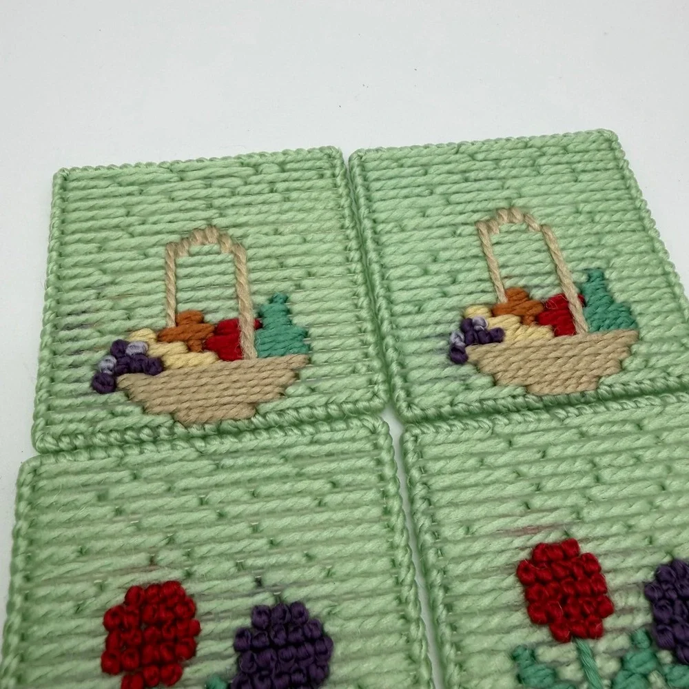 Handmade needlepoint coaster