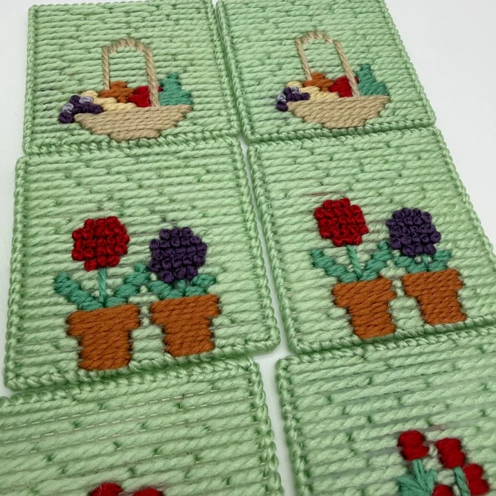 Handmade needlepoint coaster