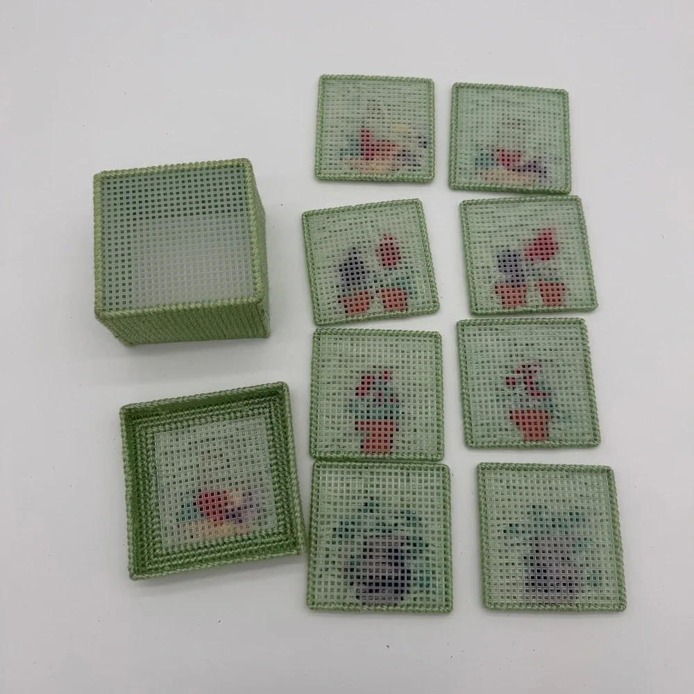 Handmade needlepoint coaster