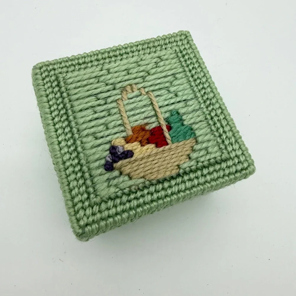 Handmade needlepoint coaster