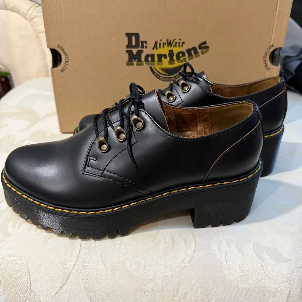Dr. Martens Leona Platform‎ Derby Black Leather Women’s 10 NEW with Box