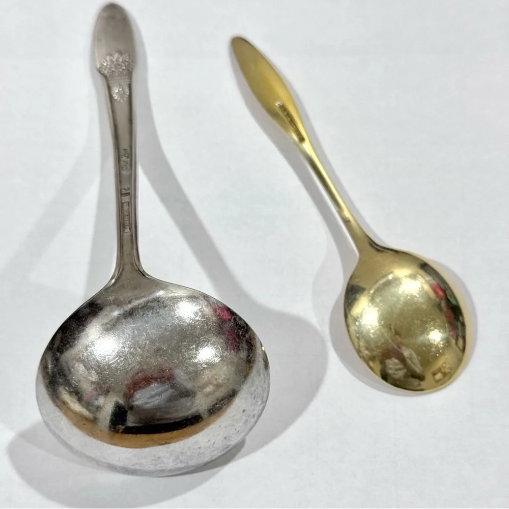 Frigast Sterling Denmark 5.2″ Guilloché Enamel Gilt Spoon — Vintage Danish MCM