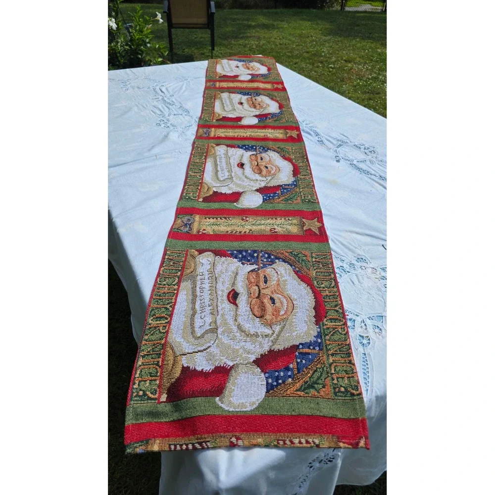 VTG Santa Claus Table Runner Christmas 