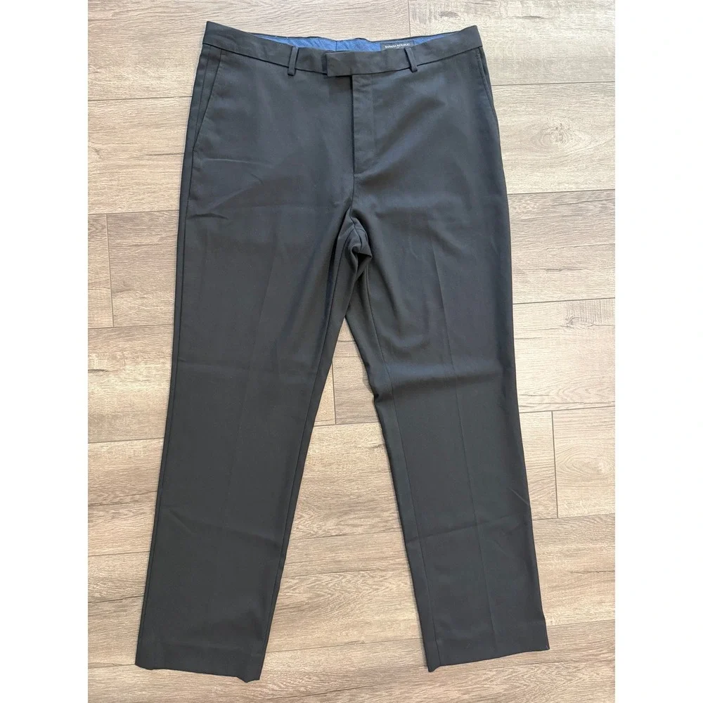 Banana Republic Slim Fit Dress Pants Black Mens 36x32‎ Flat Front Slacks