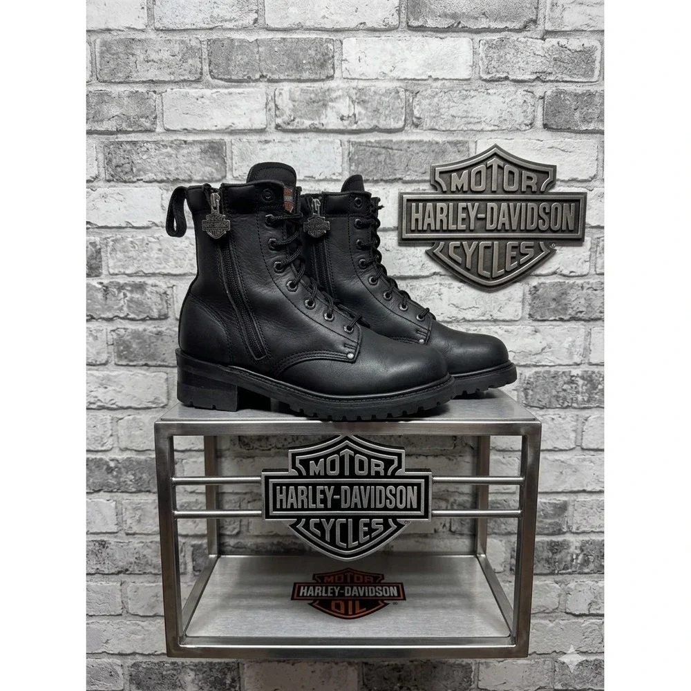 Harley Davidson Y2K‎ ☠️Leather Boots Mens 8.5 Womens 10 Biker Grunge Punk Moto
