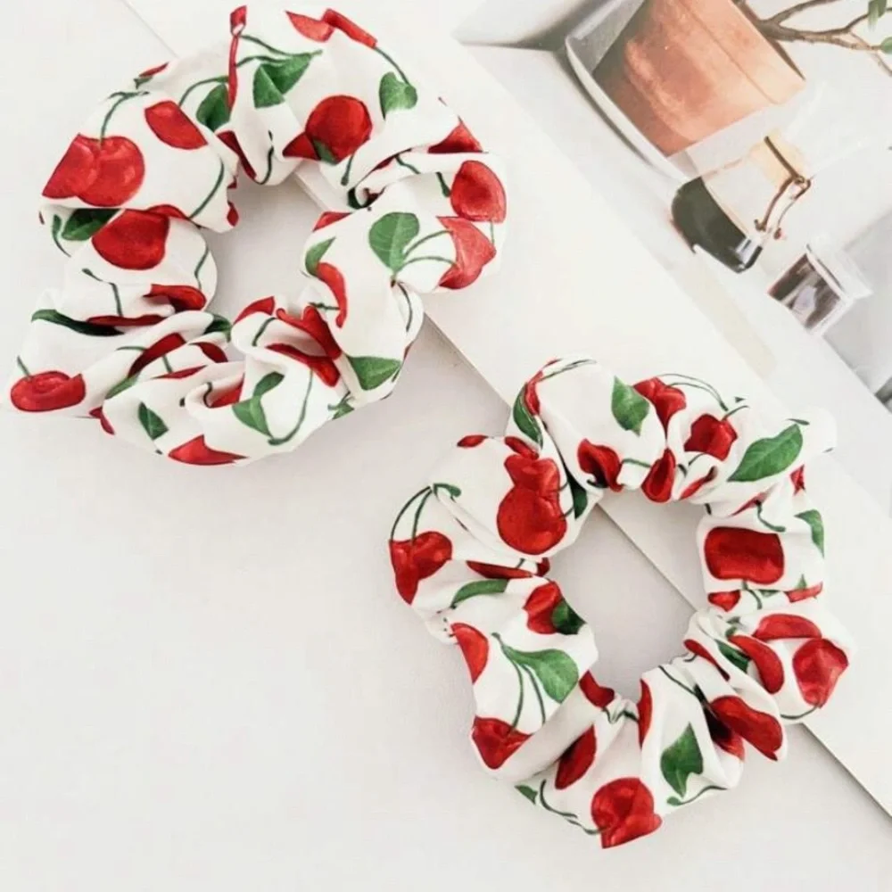 Cherry Print Hair Scrunchies 717