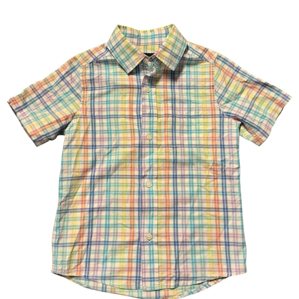 The Children's Place white Multicolor Plaid Button Down‎ Shirt
