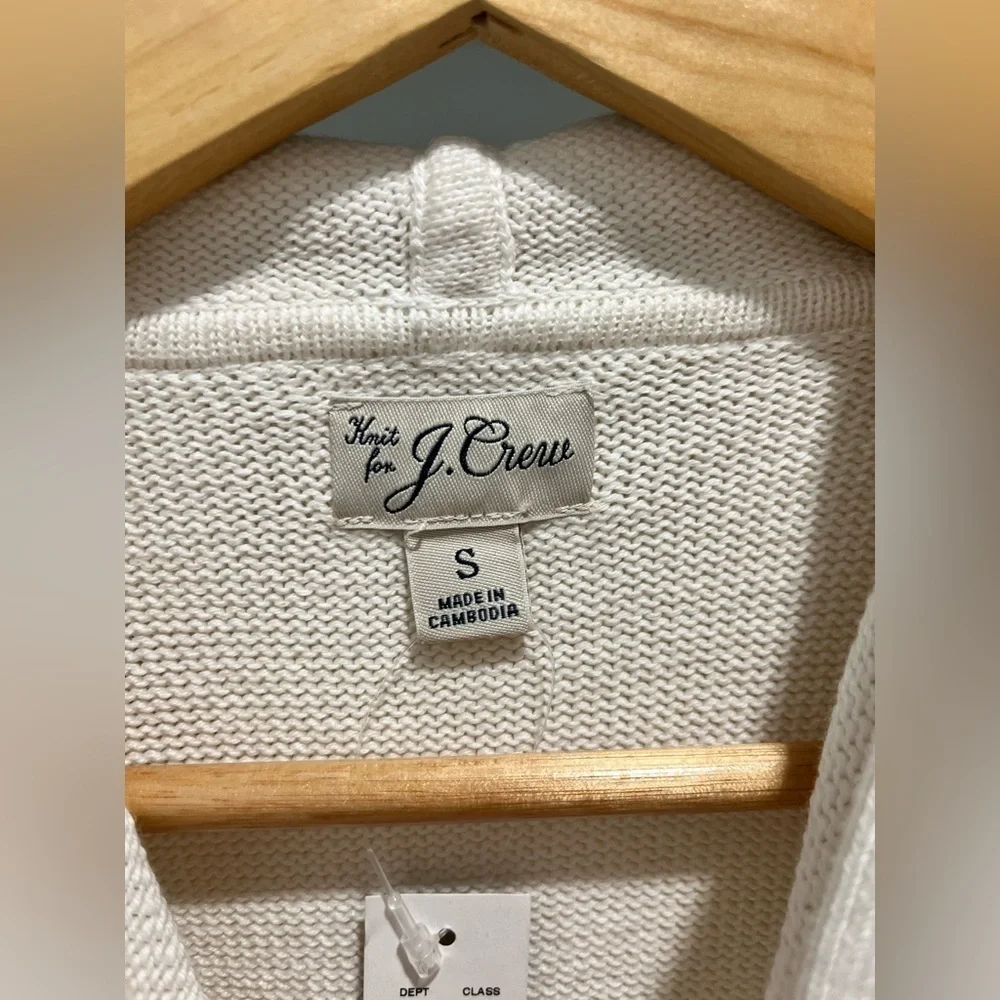 J.Crew Mens $128 Heritage cotton hooded sweater Ivory Size S CB547