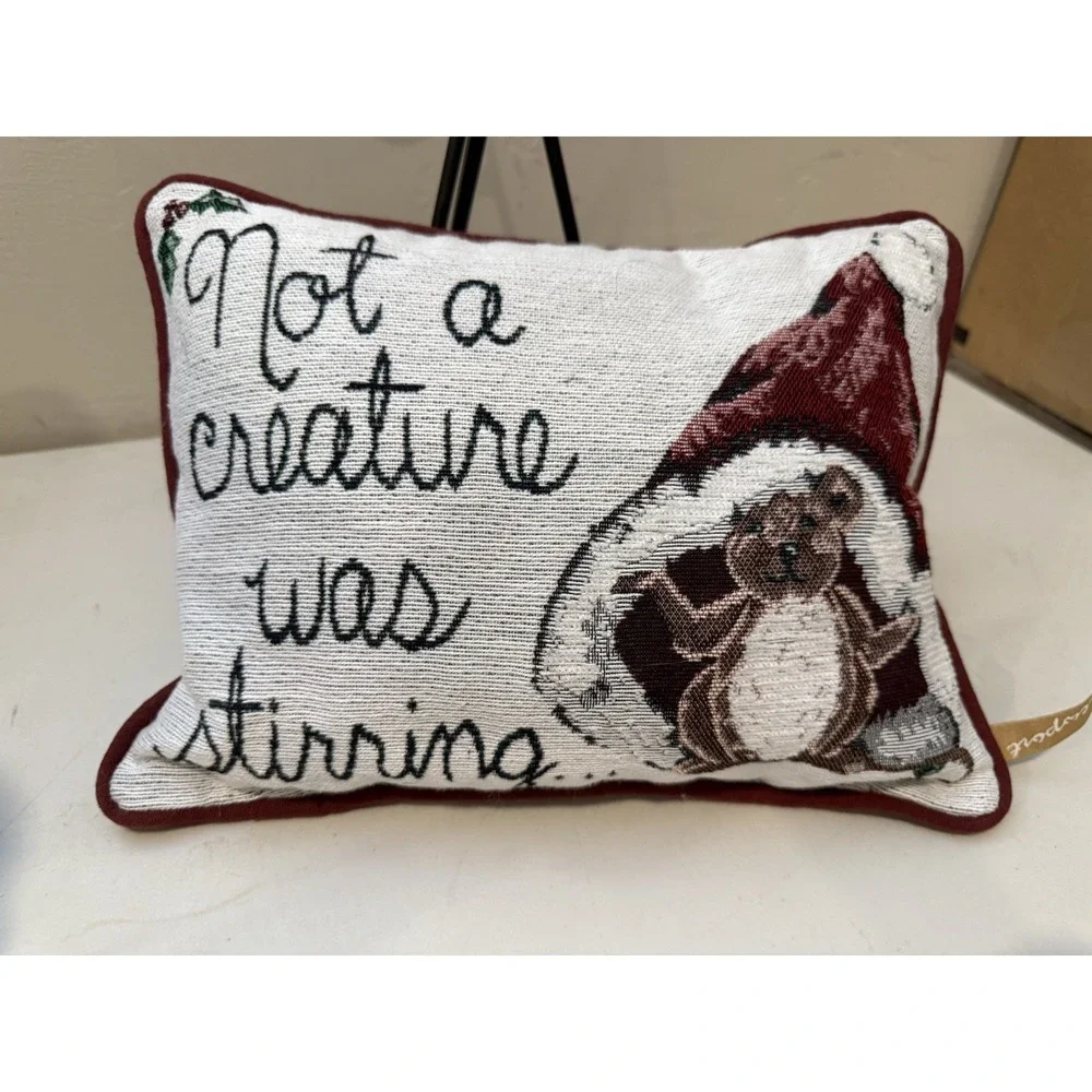 Vintage Tapestry Pillow Christmas Not‎ a Creature Was Stirring ~11.5