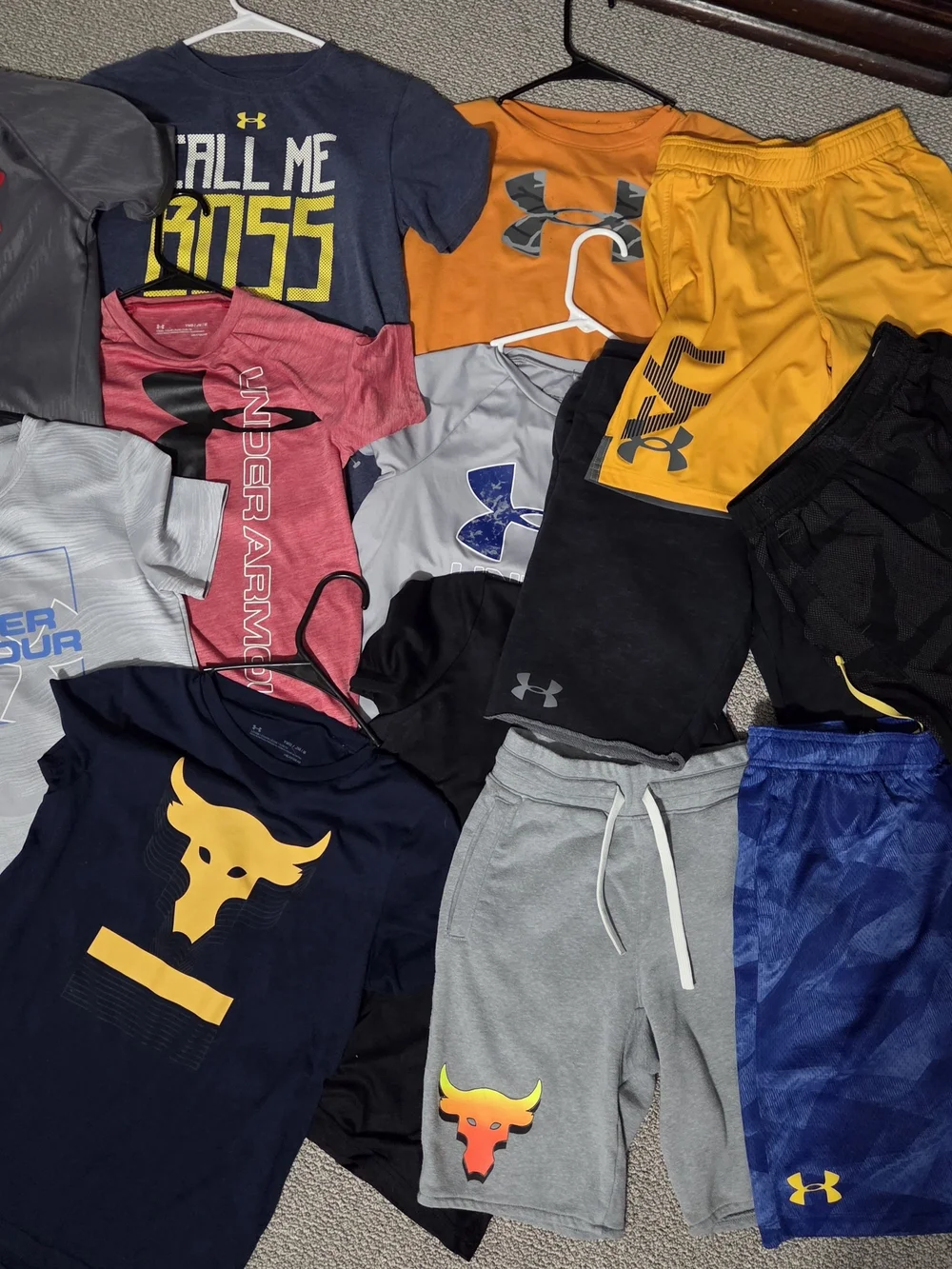 Under Armour Shirt And Shorts Athletic Mix — Navy, Gray, Yellow, Orange