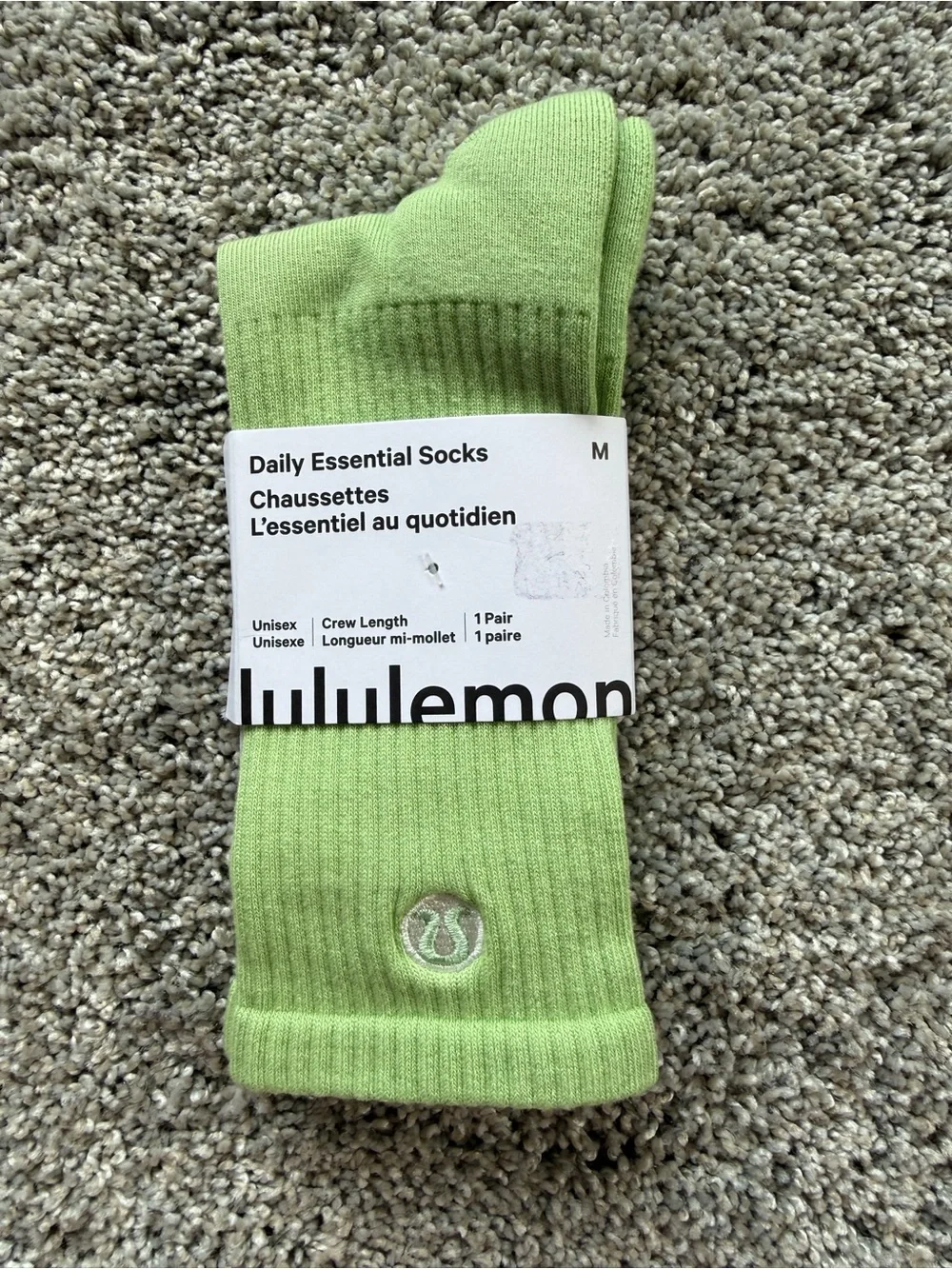 lululemon athletica Light Green Daily Essential Crew Socks