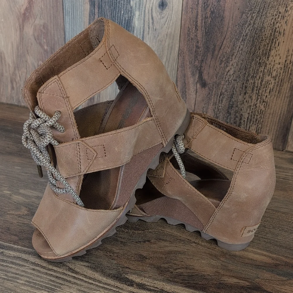Sorel Joanie II Lace-Up Wedge Sandals 9                                     M430