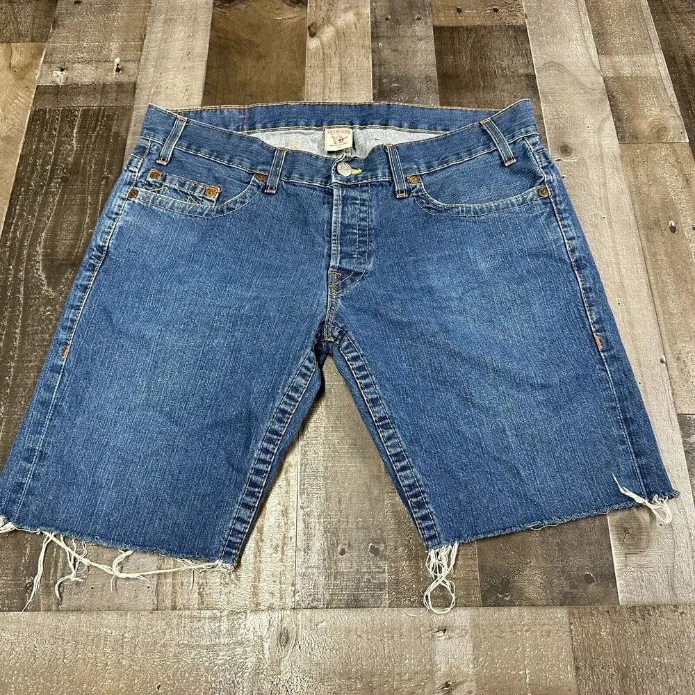 True‎ Religion Jeans Logan Blue Men's short Size 38 - 38x10 Cut Off