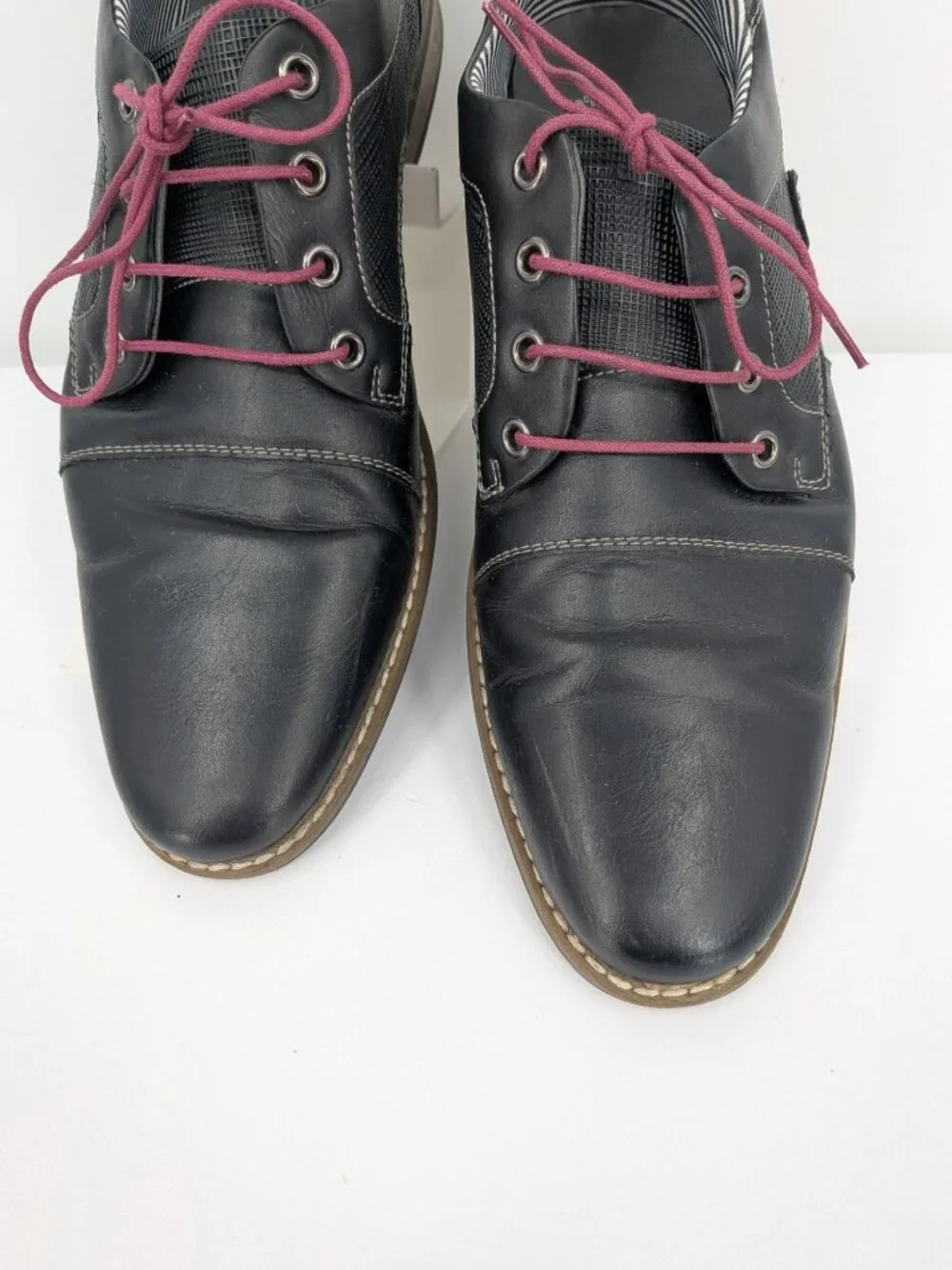 Oxford Derby Shoes Black Faux Leather Preppy Academia Everyday Comfort Size 10 M