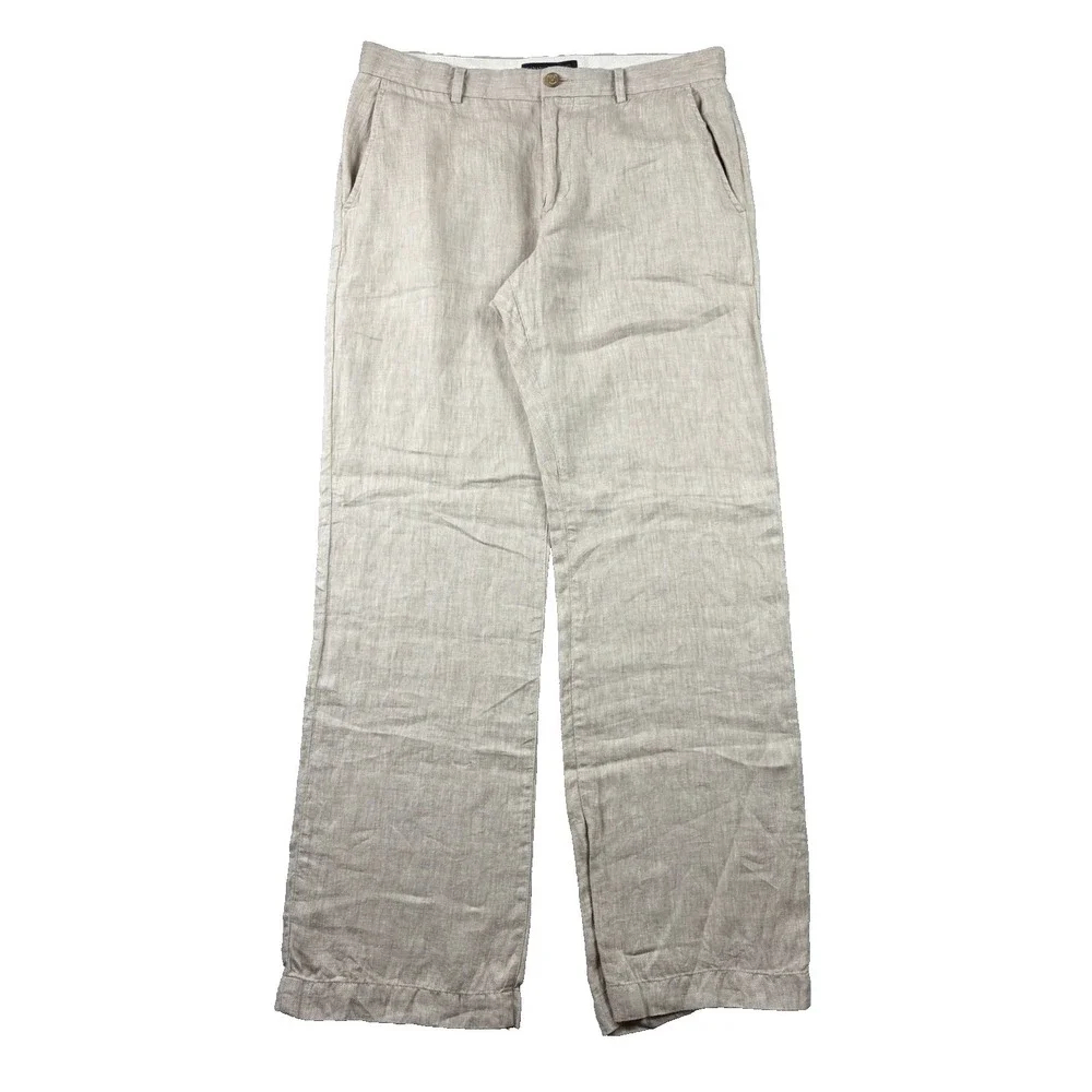 Banana Republic Pants Mens 33x34 Flax Linen Herringbone Baggy Wide Leg Chino Y2K