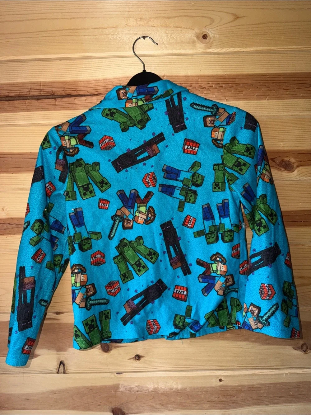 Minecraft Kids Blue Character Button-Up Pajama set