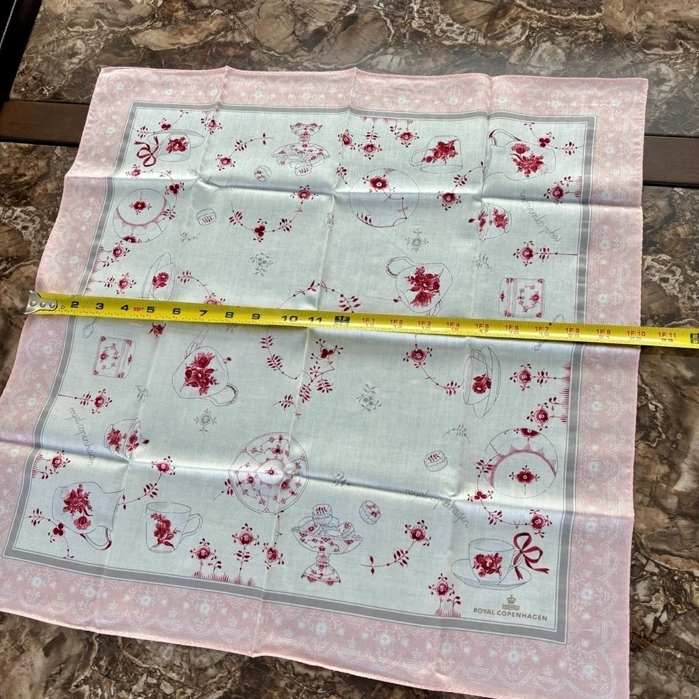 Royal Copenhagen Vtg Pink/White/Red Floral Handkerchief/Bandana/Scarf size 22.5”