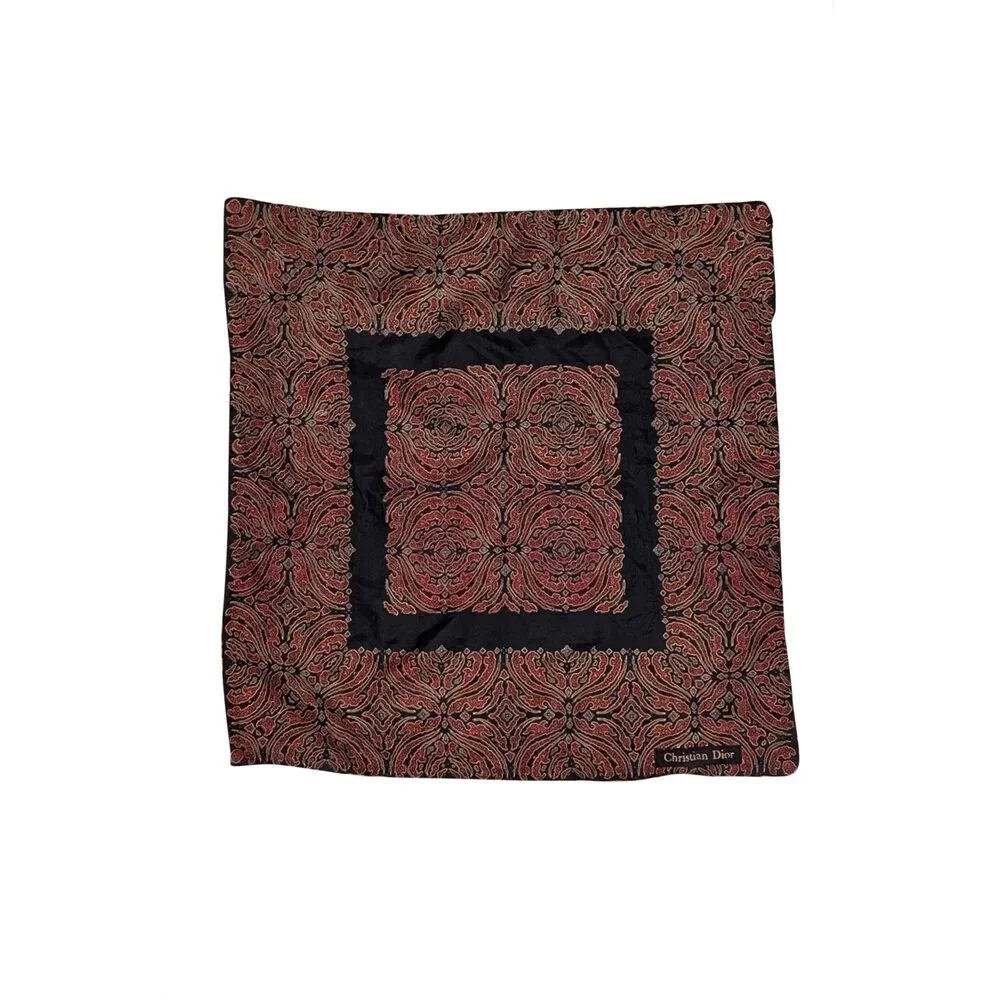Christian Dior - Navy & Red Print Silk Scarf
