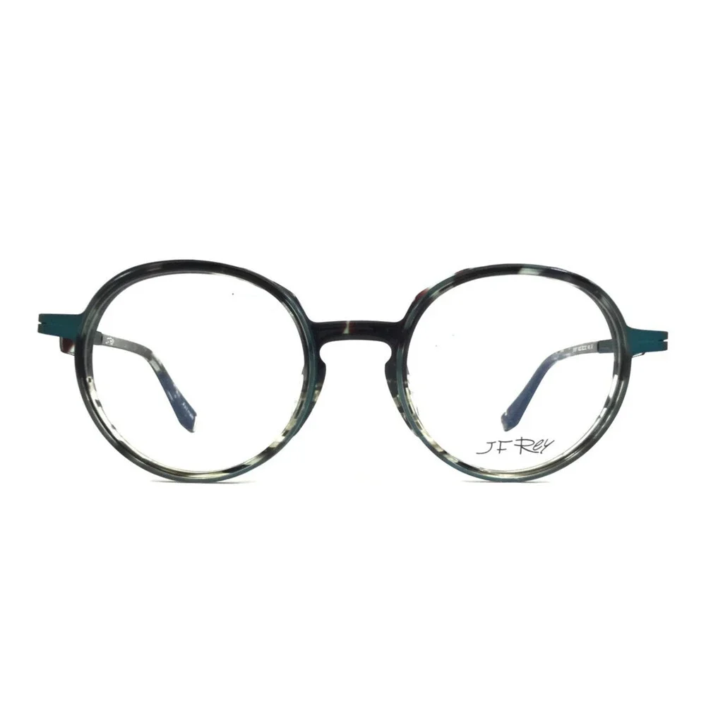 J. F. Rey Eyeglasses Frames JF2977 9022 Green Tortoise Round Full 50-22-148