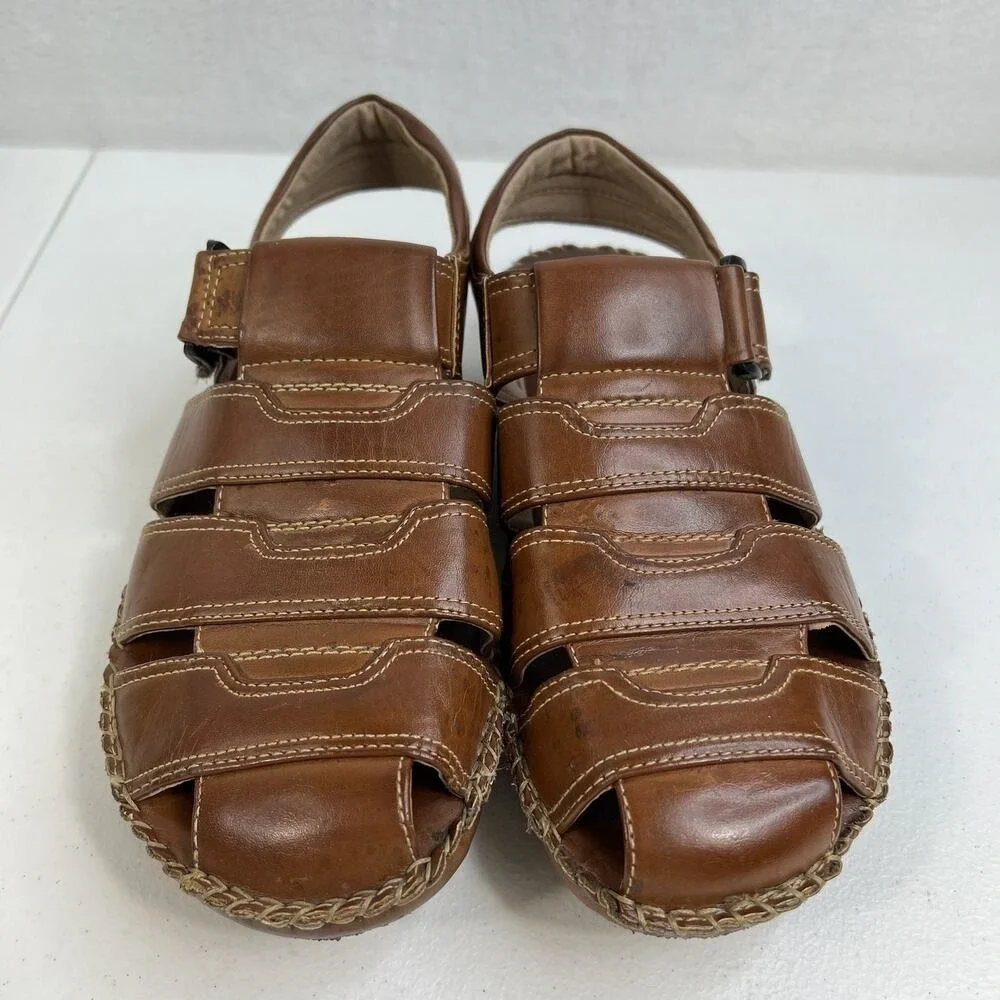 GBX Size‎ 9M Fisherman Sandals Brown Leather Casual Comfort Summer Shoes Mens