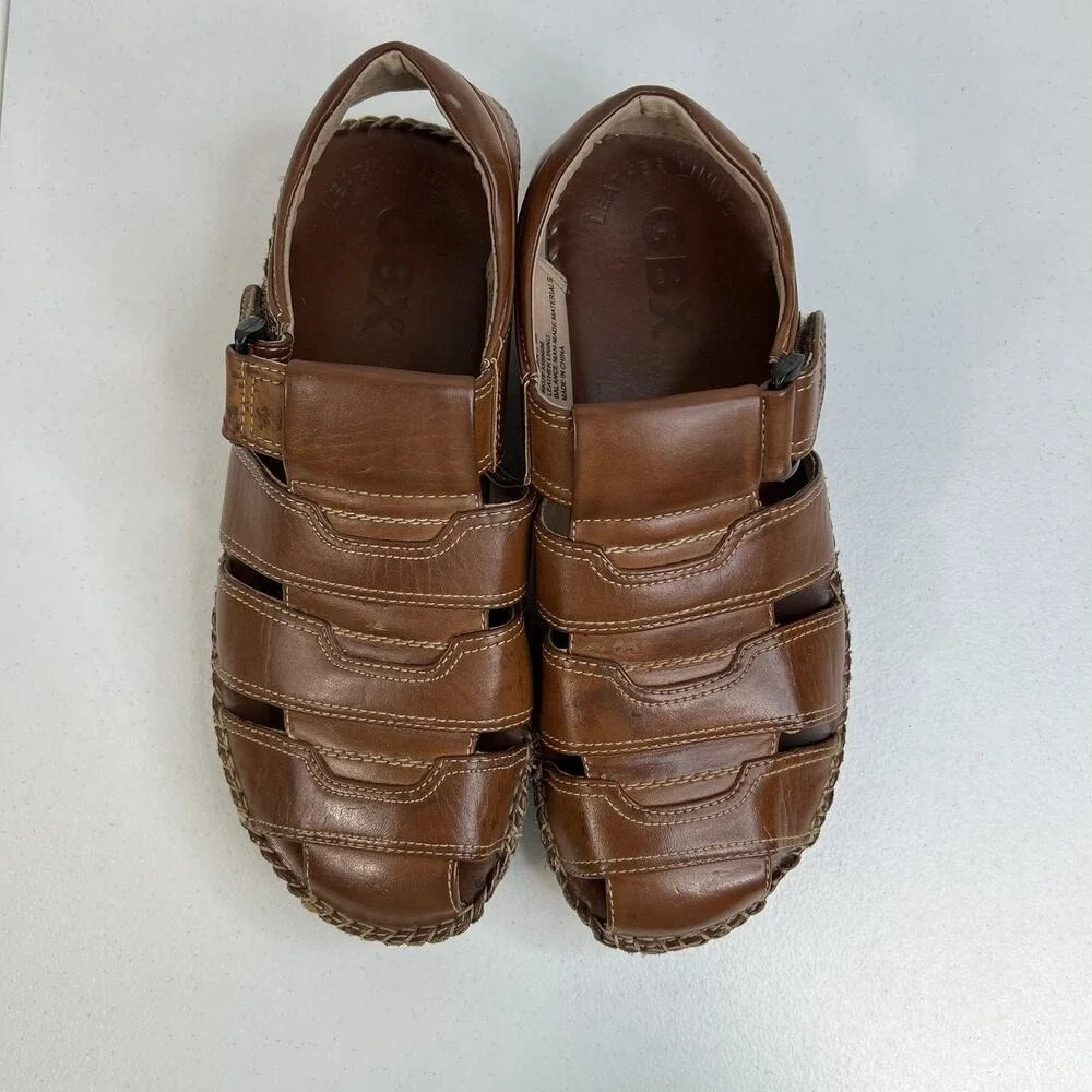 GBX Size‎ 9M Fisherman Sandals Brown Leather Casual Comfort Summer Shoes Mens