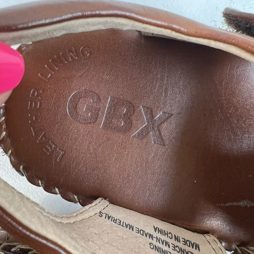 GBX Size‎ 9M Fisherman Sandals Brown Leather Casual Comfort Summer Shoes Mens