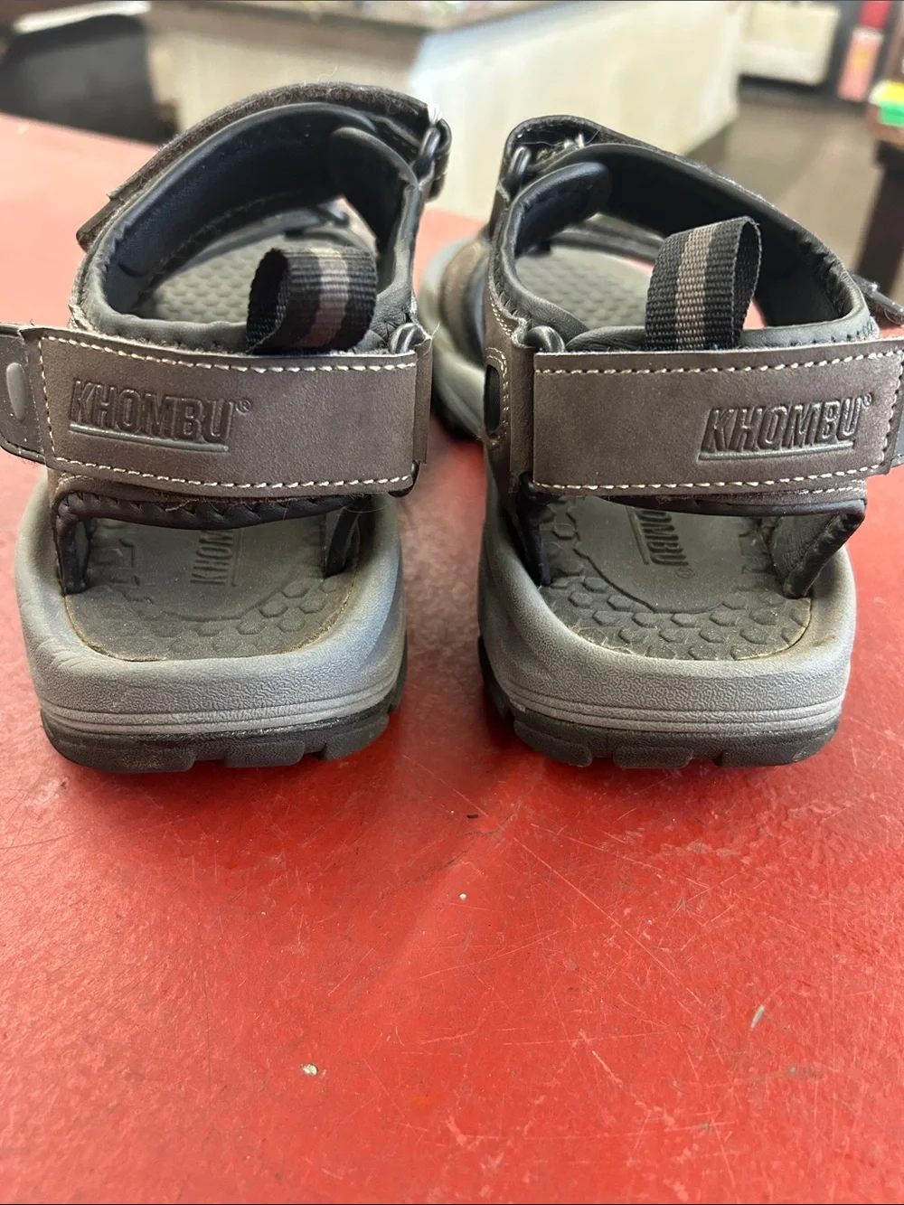 Khombu Men’s Brown Outdoor Velcro Strap Sandals