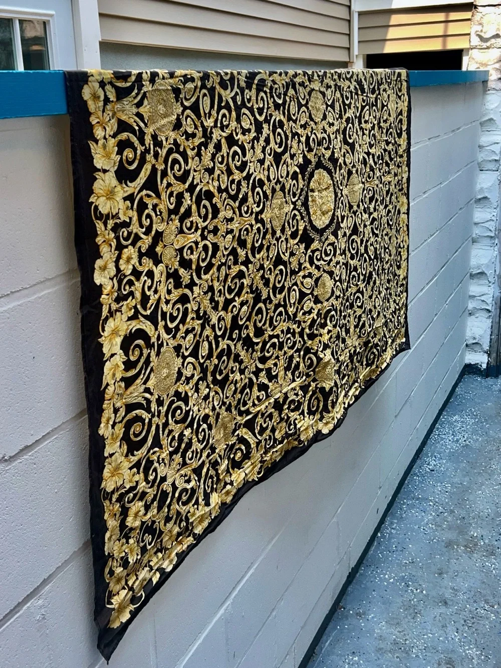 Versace Black and Gold Ornate Baroque Beach shawl