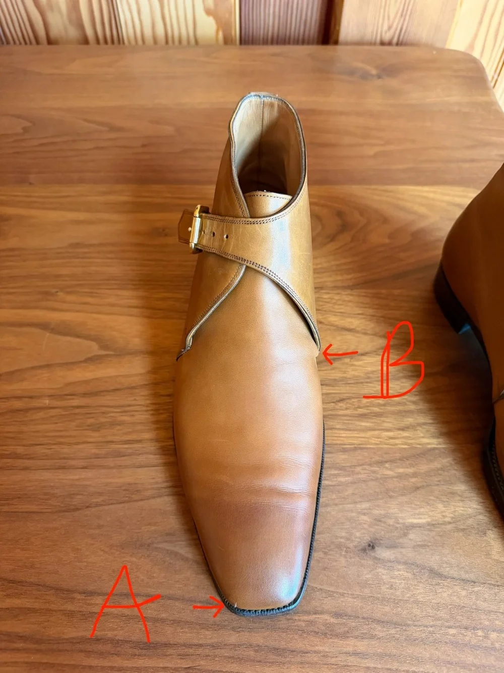 Ralph Lauren Purple Label Tan Leather Chukka Boots with Buckle
