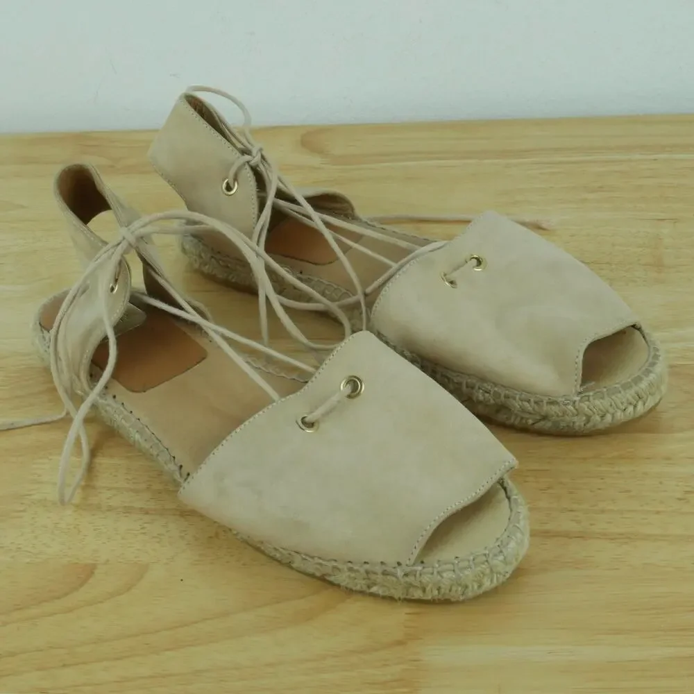 Kanna EU 41 US 10 Espadrilles Ankle‎ Tie Sandals Preppy Coastal Resort Vacation