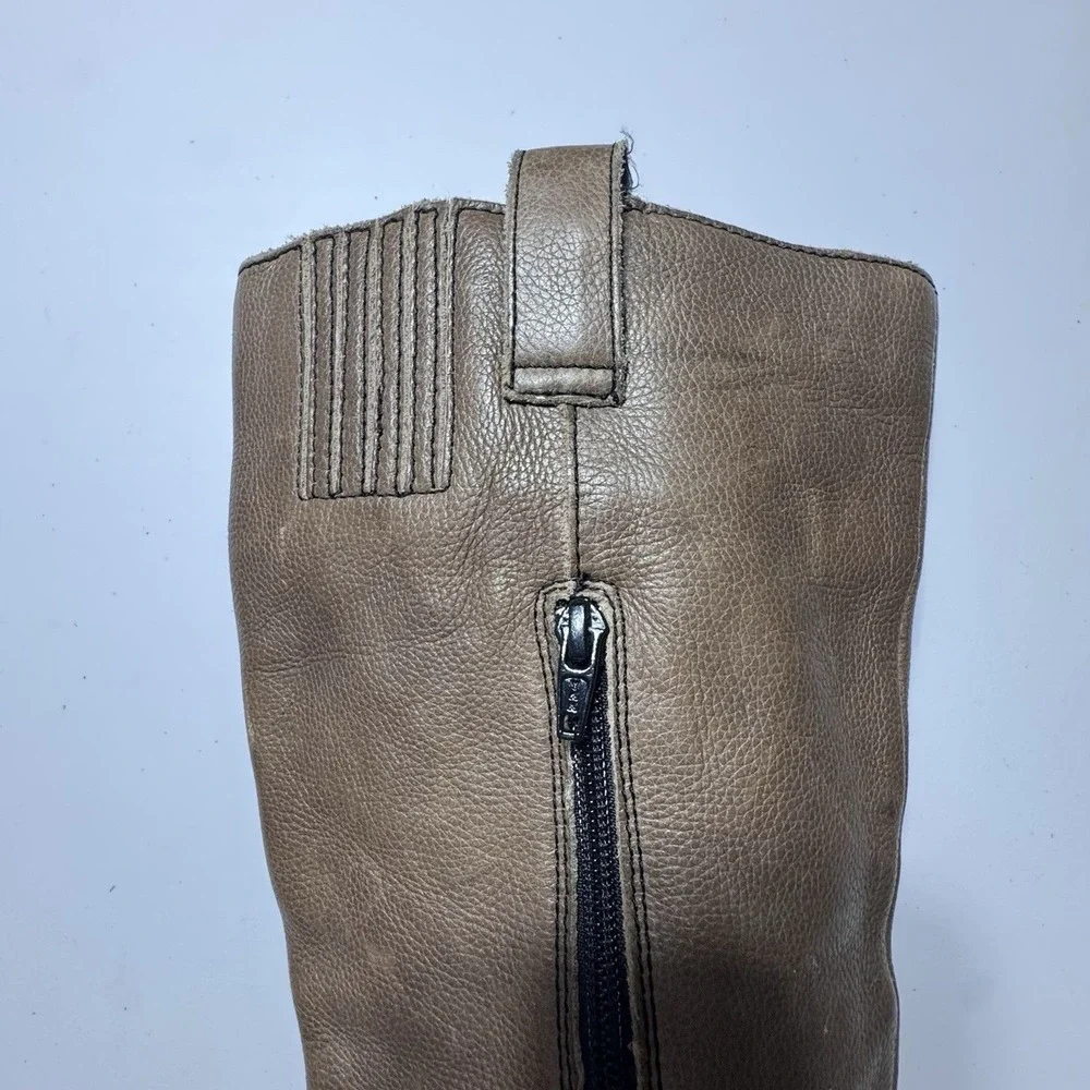 B.O.C. BORN Tan Leather Knee High Strappy Zip Calf Riding Boot SZ 9