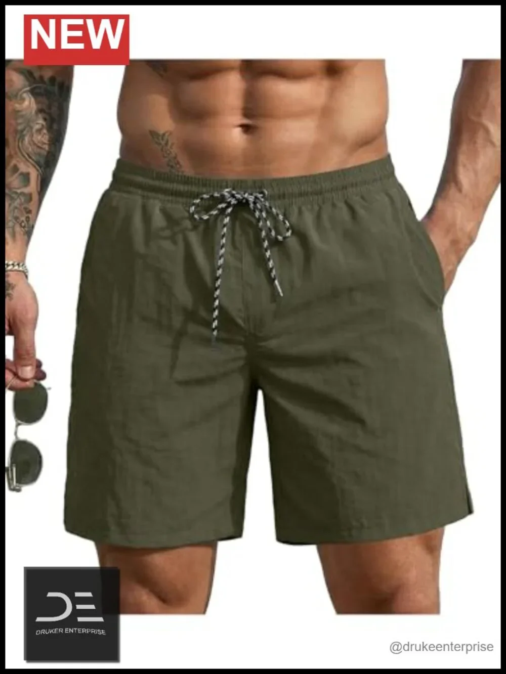 Men's Quick Dry Board Shorts with Mesh Liner 2 in 1 Swim Trunks
