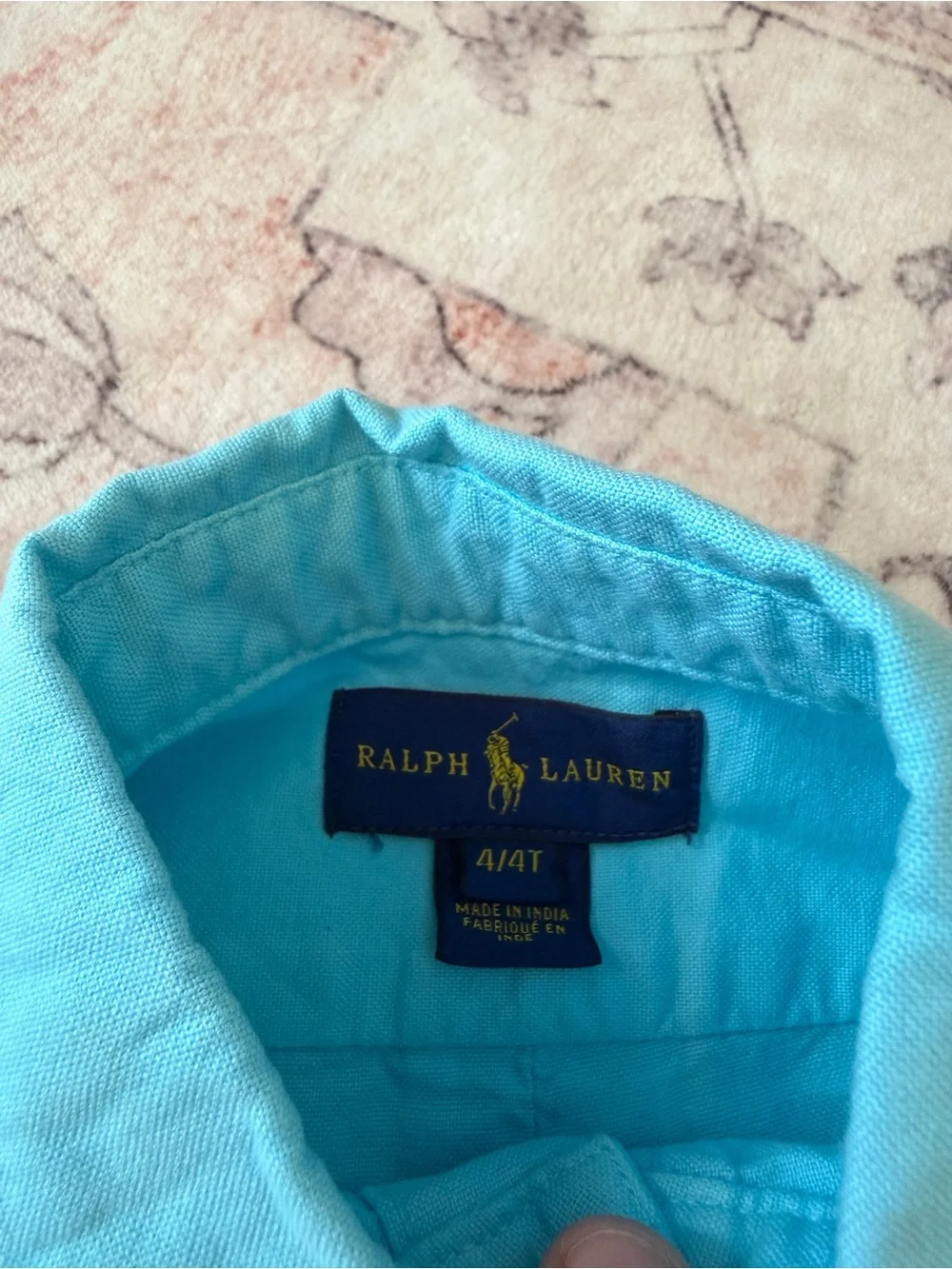 Ralph Lauren Boys Turquoise Button-Down Shirt