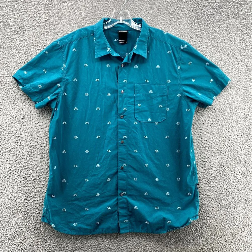 The North Face Baytrail Jacquard Shirt Mens XL Teal Short Sleeve Gorpcore Casual