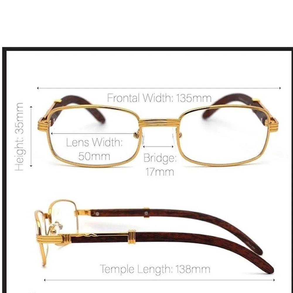Gold Wood Grain Sunglasses Brown Lens Sun Protection Men New Sunny Summer Beach