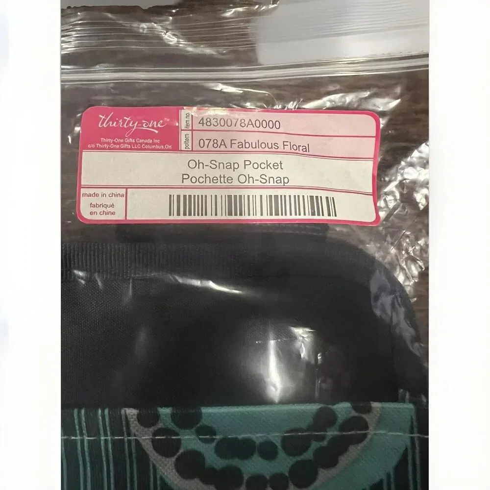 Thirty One Oh Snap Pocket in Blue/Green/White 078A Fabulous Floral Single Pouch