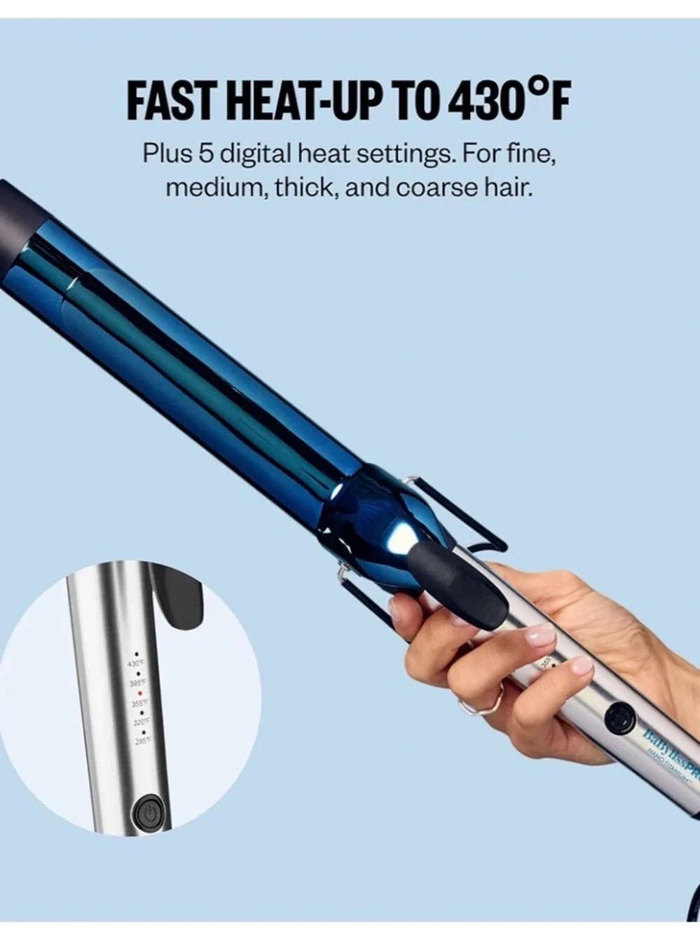 NWT BabylissPRO Nano Titanium Professional Curling Iron w Extended/Long Barrel